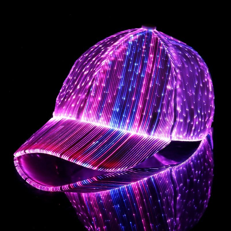 LED Fiber Optic Light-Up Baseball Cap – Flashing Party Hat for Night Events & Gifts