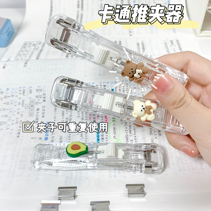 Cute Transparent Paper Clip Dispenser Set – Kawaii Document Clips with Refills, Metal Ticket Clips for School & Office - Image 4