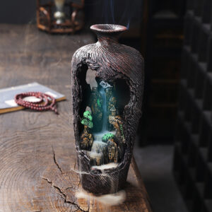 Resin Backflow Incense Burner – Creative Waterfall Smoke Effect Home Decor Ornament