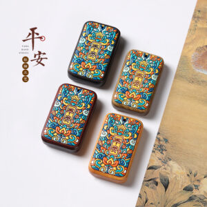 Sandalwood Painted Wish Charm Pendant – DIY Car Keychain Accessory, Handmade Wooden Talisman