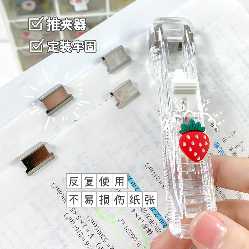 Cute Transparent Paper Clip Dispenser Set – Kawaii Document Clips with Refills, Metal Ticket Clips for School & Office - Image 3