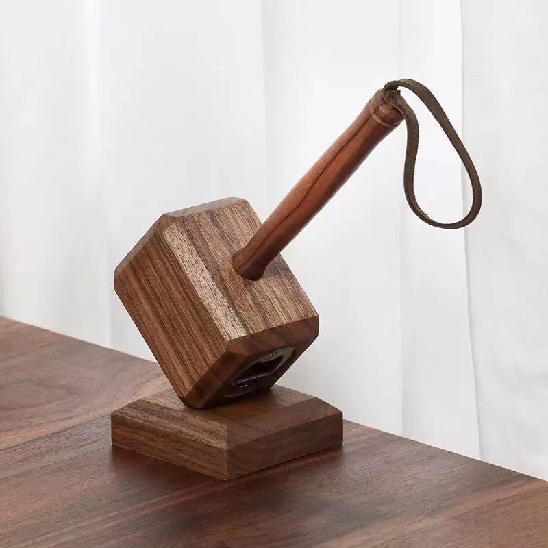 Thor's Hammer Wooden Magnetic Bottle Opener - Creative Beer Opener Home Decor - Image 3