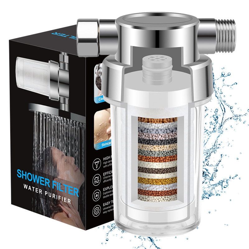 15-Layer 20-Stage Shower Head Water Filter with PP Cotton & Activated Carbon - Removes Chlorine, Bathroom Purifier