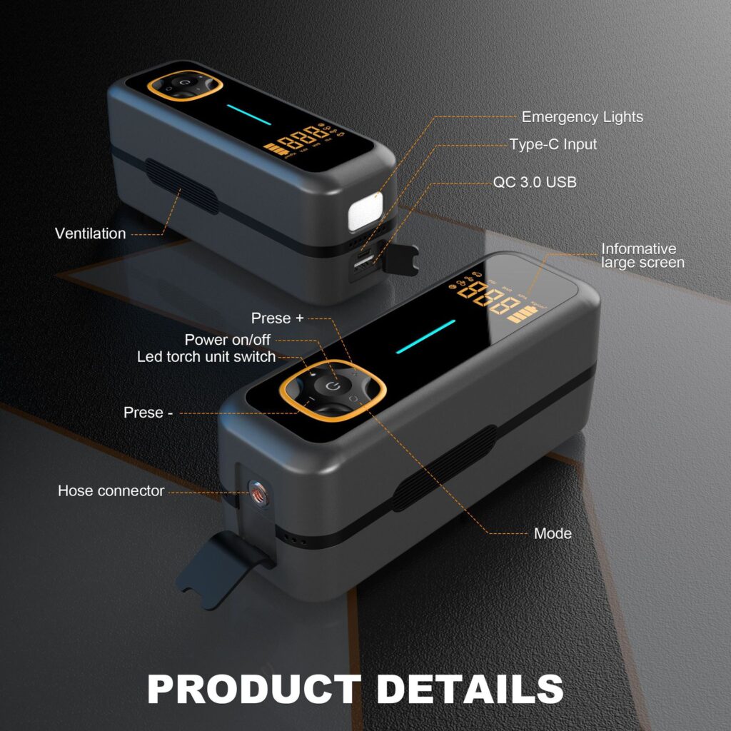 Portable Smart Digital Tire Inflator 12V for Car Bicycle EV
