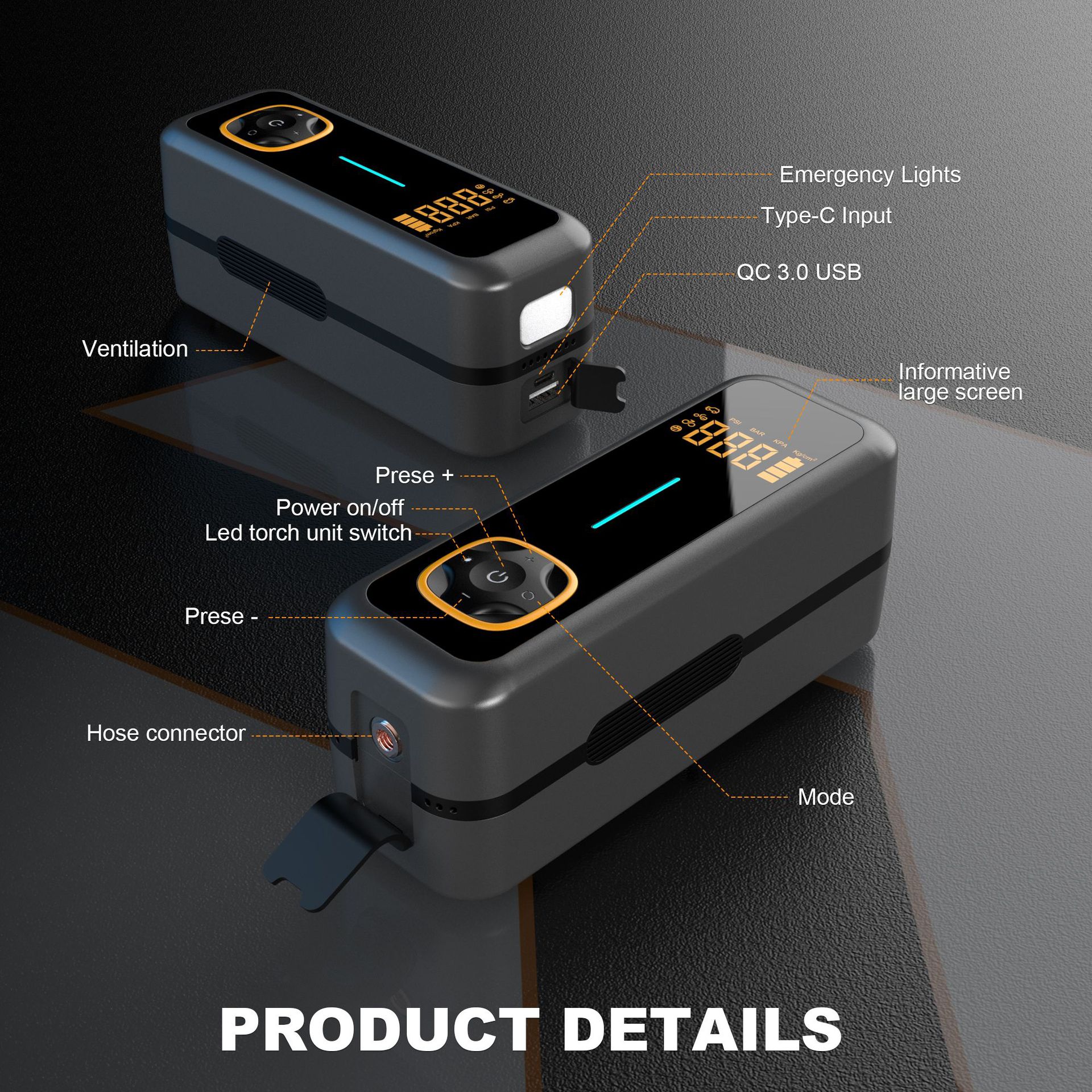 Portable Smart Digital Tire Inflator 12V for Car Bicycle EV