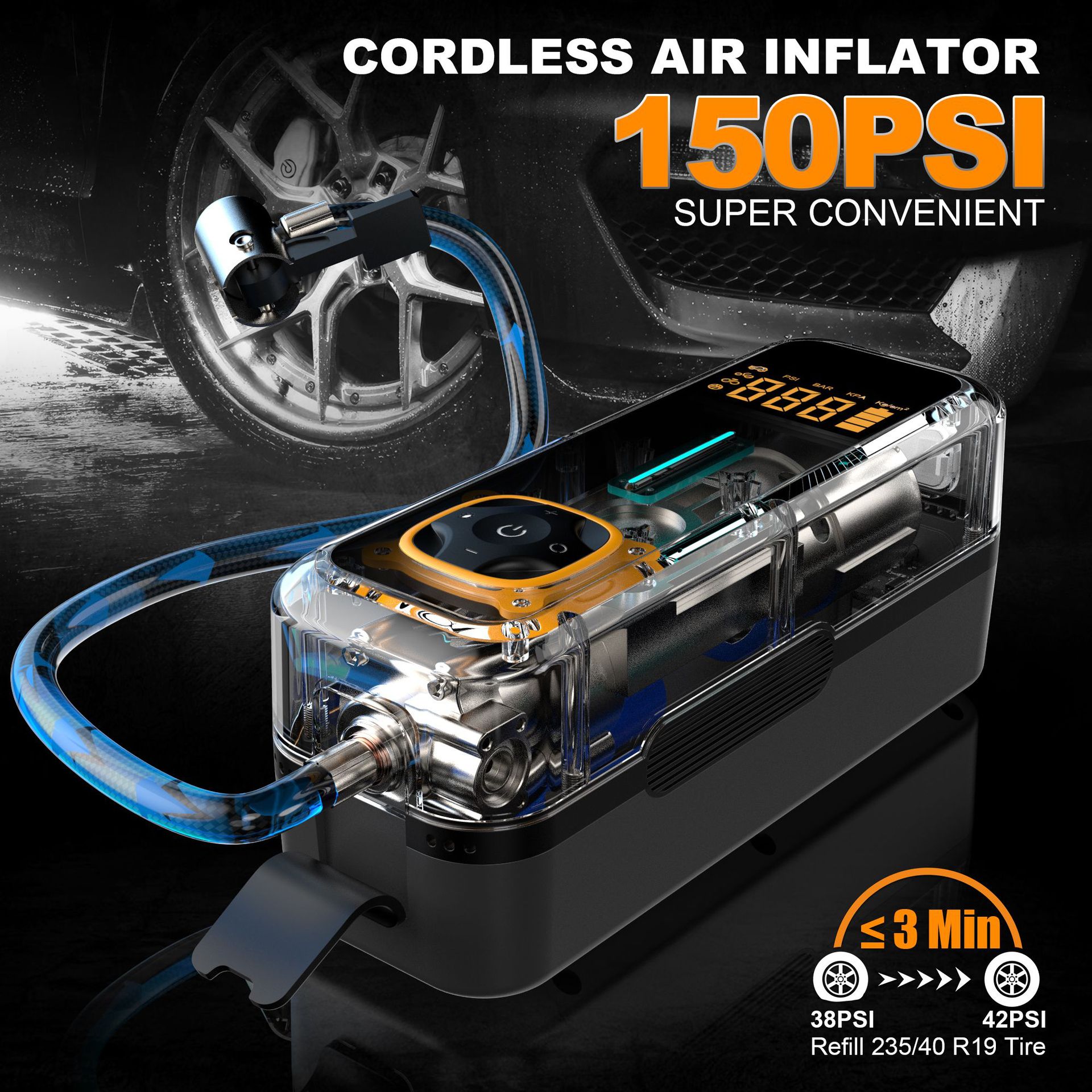 Portable Smart Digital Tire Inflator 12V for Car Bicycle EV - Image 2