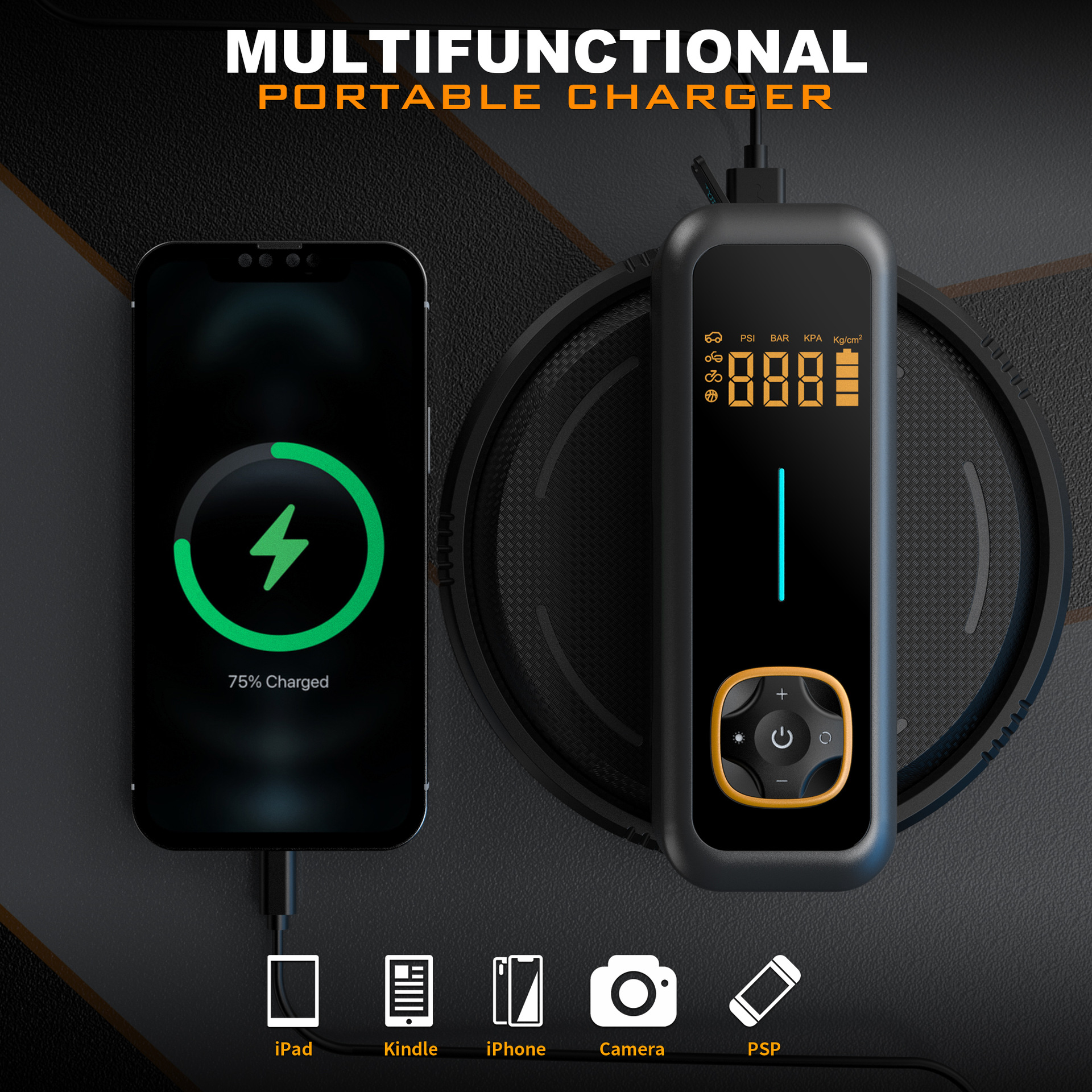 Portable Smart Digital Tire Inflator 12V for Car Bicycle EV - Image 3