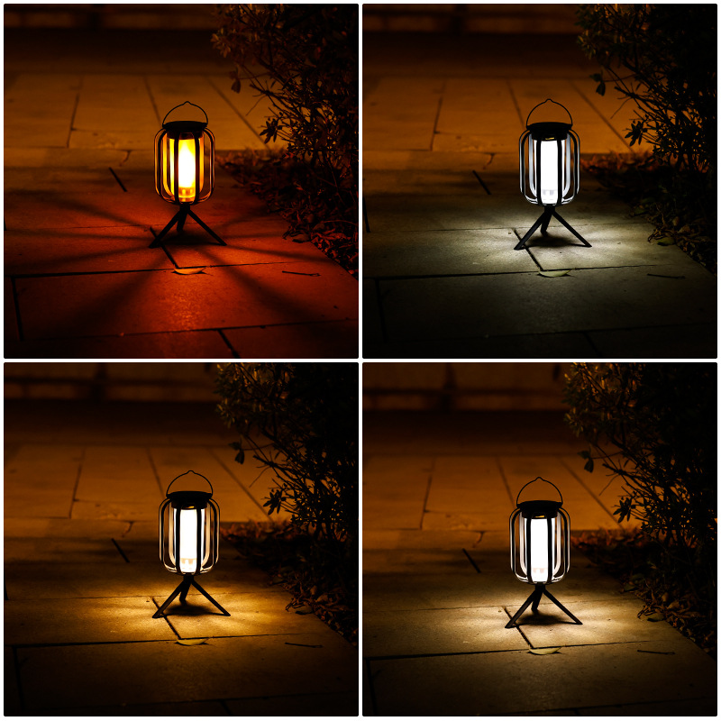 2025 New Solar Flame Camping Light Outdoor Decorative Hanging Light with Tripod, Ambiance Lamp for Garden - Image 2