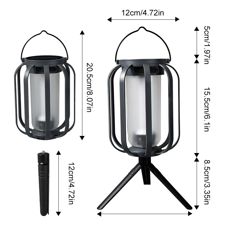 2025 New Solar Flame Camping Light Outdoor Decorative Hanging Light with Tripod, Ambiance Lamp for Garden - Image 3