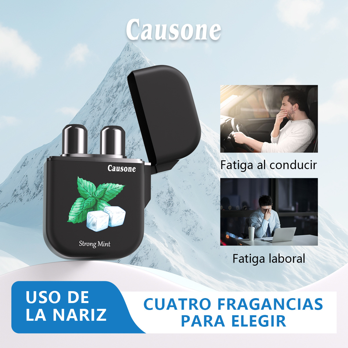 CAUSONE Double-Hole Flip Top Nasal Inhaler Cool Stick with Refill - Wake Up for Driving & Work - Image 2