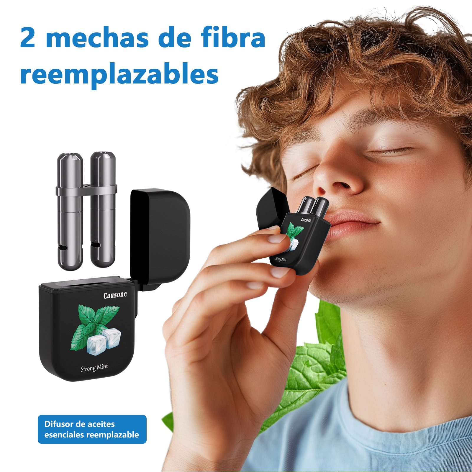 CAUSONE Double-Hole Flip Top Nasal Inhaler Cool Stick with Refill - Wake Up for Driving & Work - Image 3