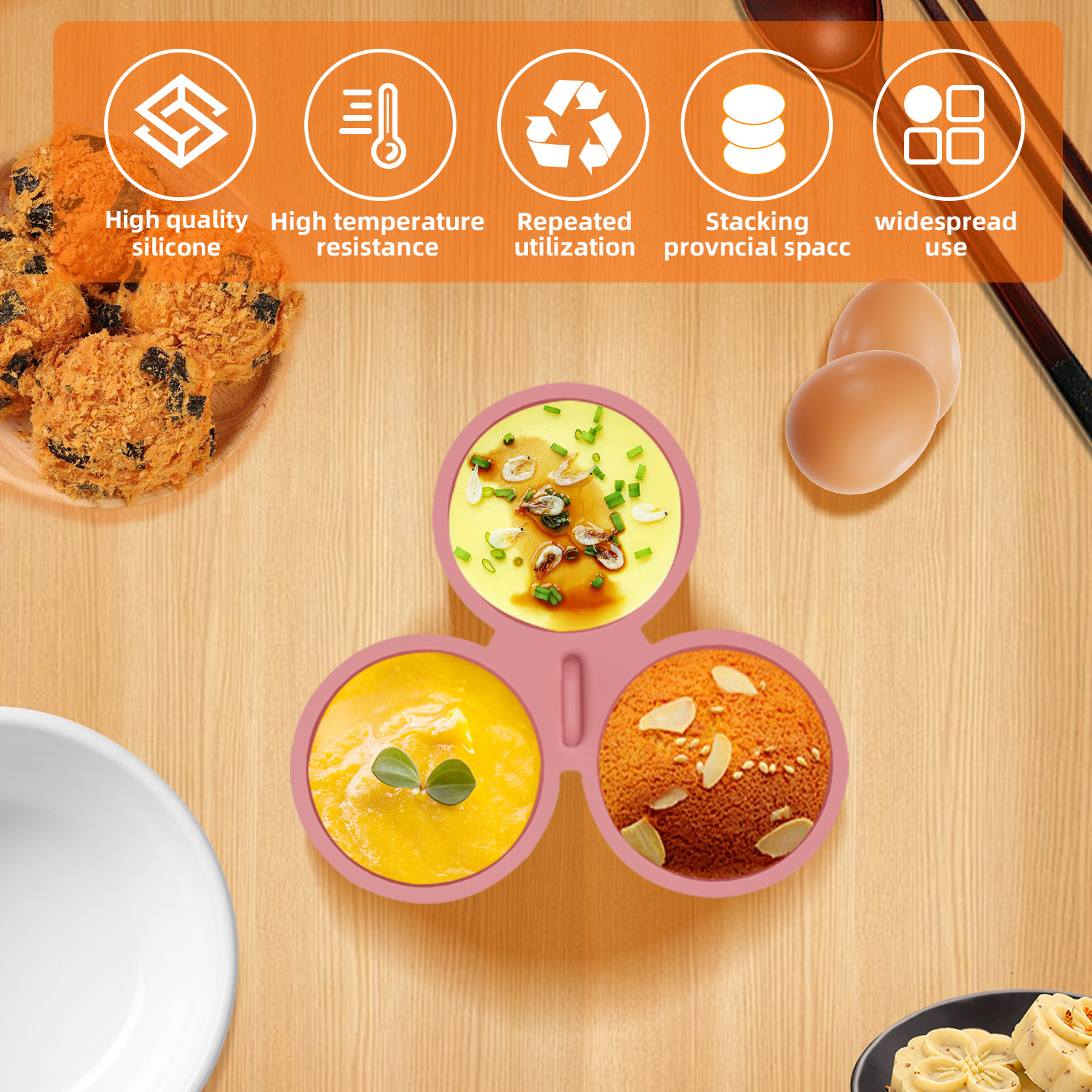 Silicone Egg Poacher Mold for Air Fryer - Multi-Functional, Easy Clean, Cross-Border Supply - Image 2
