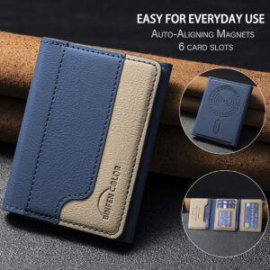 MagSafe Magnetic Tri-Fold Wallet Card Holder for iPhone 16, Universal Phone Card Holder with Stand