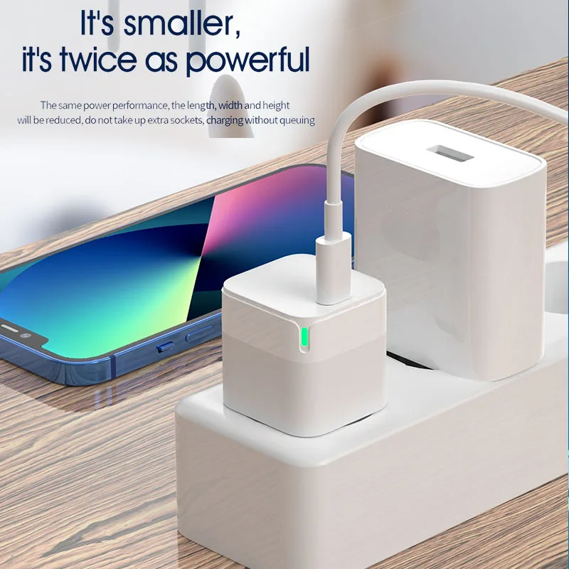 20W PD USB-C Wall Charger with Cable, EU/US/UK Plug, Fast Charging for iPhone 15/14/13 - Image 3