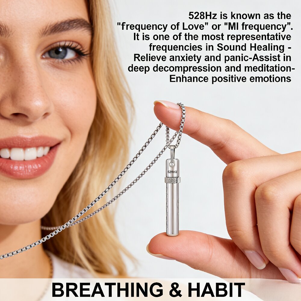 528Hz Frequency Zen Meditation Necklace - Spinning Chakra Whistle Pendant for Anxiety Relief, Stainless Steel Yoga Sound Amulet - Image 2