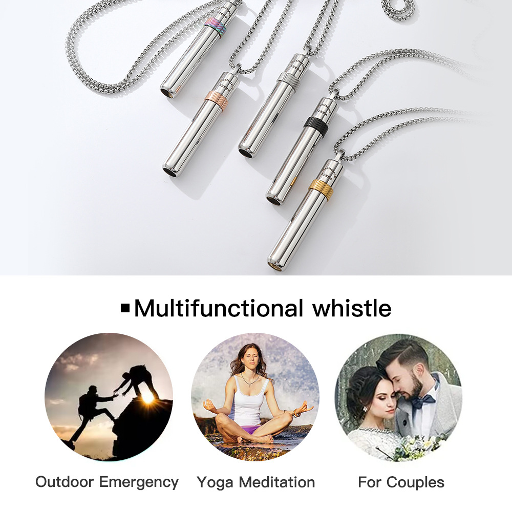 528Hz Frequency Zen Meditation Necklace - Spinning Chakra Whistle Pendant for Anxiety Relief, Stainless Steel Yoga Sound Amulet - Image 3