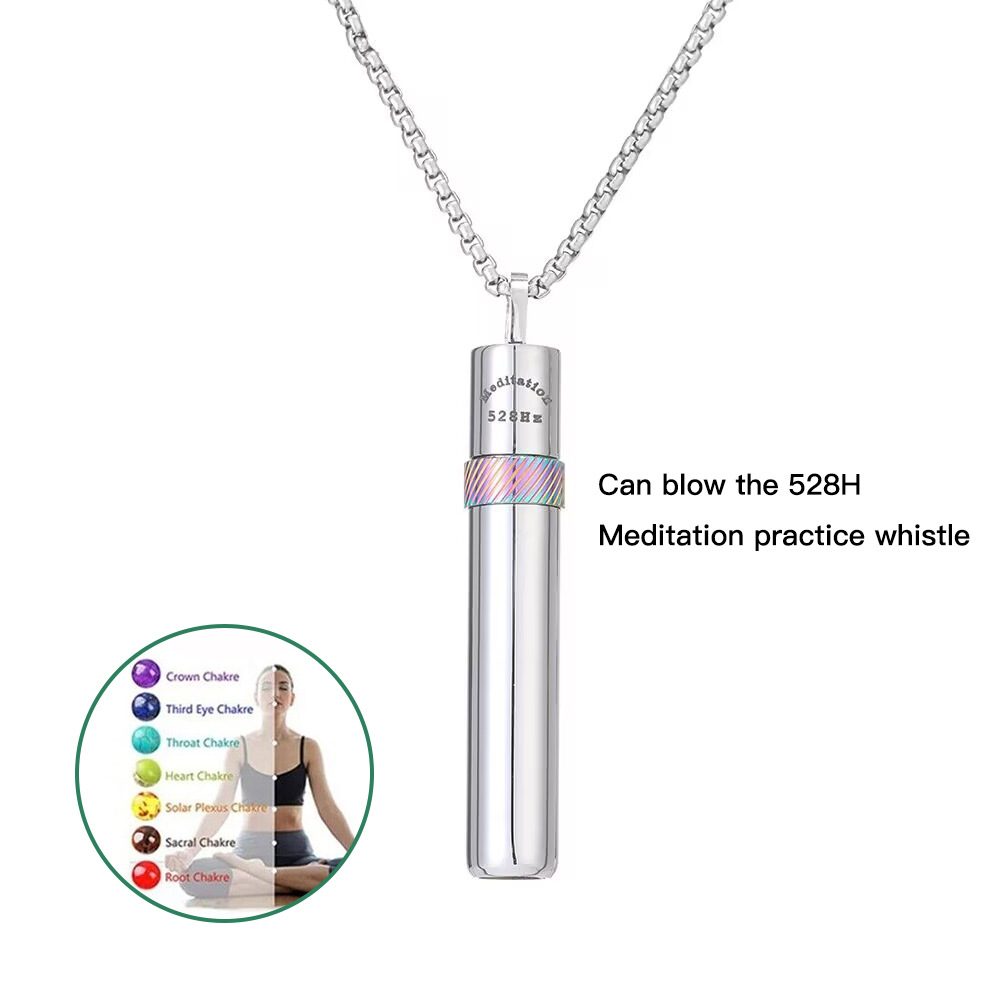 528Hz Frequency Zen Meditation Necklace - Spinning Chakra Whistle Pendant for Anxiety Relief, Stainless Steel Yoga Sound Amulet - Image 4