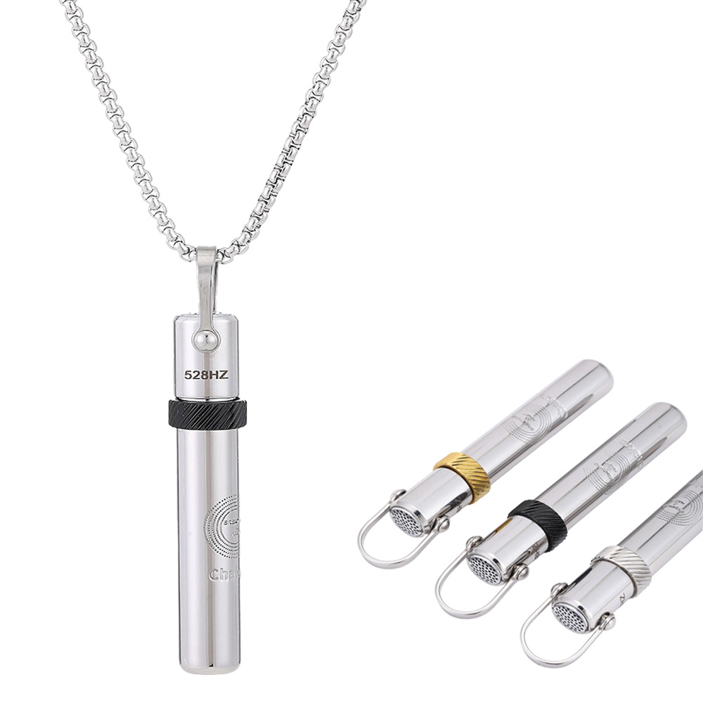 528Hz Frequency Zen Meditation Necklace - Spinning Chakra Whistle Pendant for Anxiety Relief, Stainless Steel Yoga Sound Amulet - Image 5